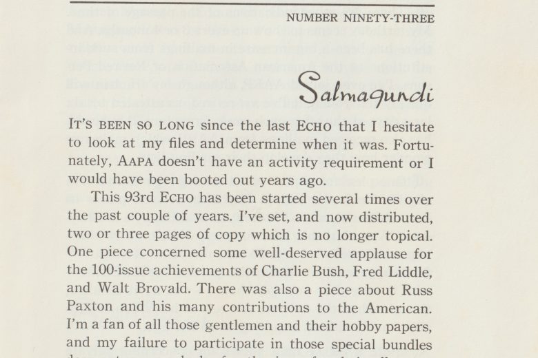 The Echo - Number 93, January 1986 - Page 1